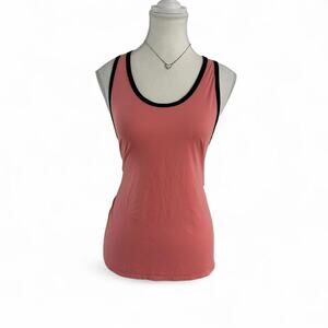 Alo Women’s Coral Pink + Black Activewear Tank Top Size Large